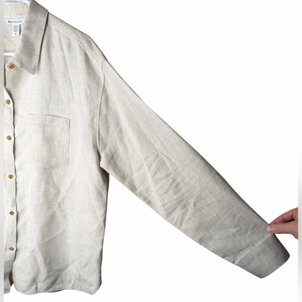 Athleta Retreat Linen Top Size XL in Undyed Color 100% Linen Breathable - Picture 9 of 15